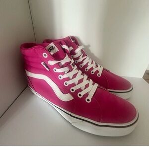 Vans Women's Bold Pink and White High-Tops